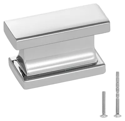 Image de VEVOR Bouton de Meuble, Lot de 10, Poignée de Placard, 3,6 cm, en Alliage de Zinc, Rectangulaire, avec Vis, Bouton pour Tiroirs, Portes, Commodes, Armoires, de Salle de Bain, Cuisine, Couleur Chrome