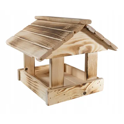 Immagine prodotto di Mangiatoia per uccelli da esterno 25 x 30 x 30 cm in legno bruciato