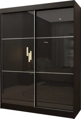 Produktbild von Masseno Schiebetürenschrank VITALE 160 cm Kleiderschrank Schlafzimmer Schrank 2-türig Schwarz
