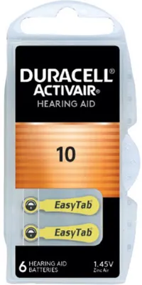 Image de 6 piles Duracell ActivAir 10 pour appareils auditifs