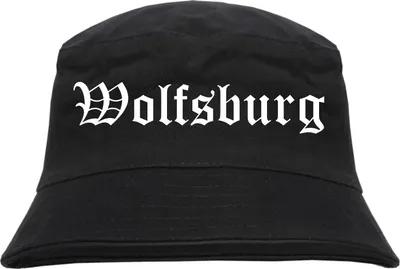 Produktbild von Wolfsburg Fischerhut - Altdeutsch - bedruckt - Bucket Hat Anglerhut Hut L/XL Schwarz