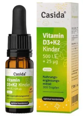 Immagine prodotto di Casida Vitamina D3 + K2 bambini gocce vegane, soluzione da 10 ml