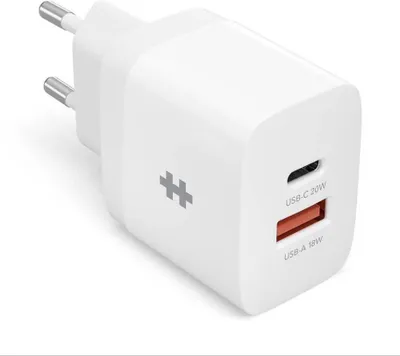 Produktbild von HyperJuice - Netzteil - 20 Watt - PD - 2 Ausgabeanschlussstellen (USB, 24 pin USB-C) - weiß - Europa