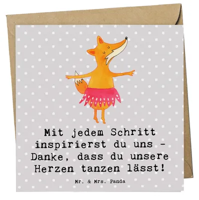 Produktbild von Mr. & Mrs. Panda Grußkarte Tanzen Trainerin Herz - Grau Pastell - Geschenk, Danksagung, Jazz Tanz, anlasskarte, Klappkarte, Sportarten, Tanztraining, Inspiration, Hip-Hop