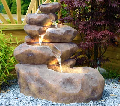 Produktbild von Gartenbrunnen Bachlauf Wasserfall mit Beleuchtung Springbrunnen