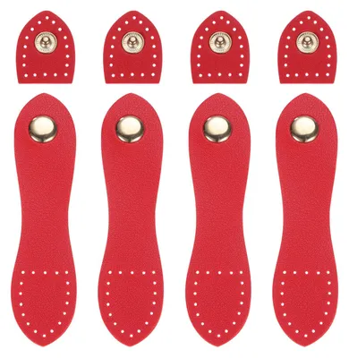 4 rote Leder-Gürtelschnallen mit Klickverschluss, 11 x 2,5 cm