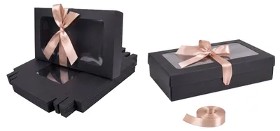 Produktbild von Luxus Geschenkbox mit Klarem Fenster und Satinband - 12 Stück