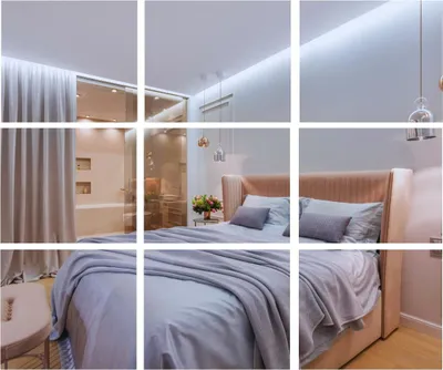 Produktbild von Set mit 9 glamourösen quadratischen Wandspiegeln zum Aufkleben mit BD-Kunstaufnähern