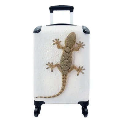 Produktbild von MuchoWow® Koffer Handgepäck Trolley Rollkoffer Kleine Reisekoffer mit 4 Rollen - Tarentola-Gecko aus Mallorca - Cabin Size < 55x40x23 cm & 55x40x20 cm - Fotokoffer - Kabinenkoffer - Boardgepäck - Reise-Box - Reisekoffer - Reisegepäck - Koffer mit Bild - Trolley für Kinder
