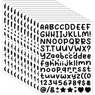Buchstabenaufkleber 12 Blatt, 1344 Stück, 13 mm, Vinyl, Schwarz