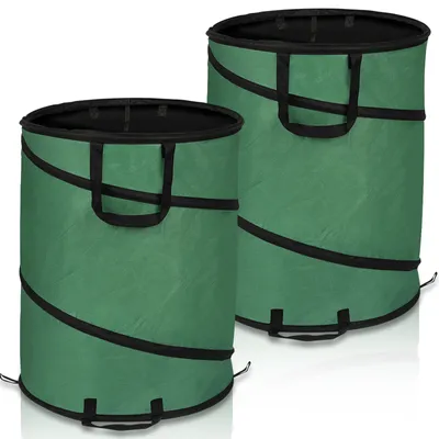 Produktbild von 2X Záhradná taška 170L Pop Up Leaf Sack Záhradný odpadový vak XXL Záhradná taška Trávnik vrece s rukoväťami Tearproof Reusable
