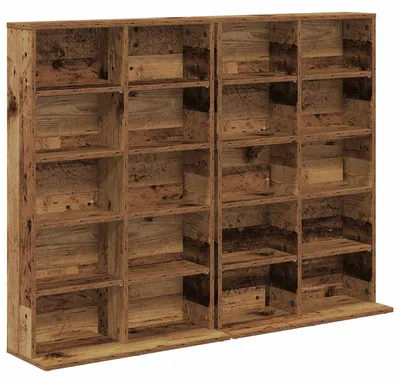 Produktbild von vidaXL CD Regal 2 Stk. Altholz 65 x 23,5 x 97,5 cm Holzwerkstoff