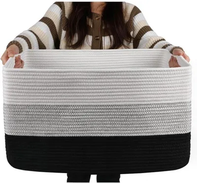 Immagine prodotto di Azomor® Grande cesto intrecciato in cotone al 100% per riporre giocattoli, coperte e vestiti