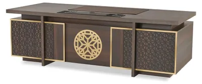 Obrázek produktu pro Bürotisch Modern mit Schubladen Türen Stauraum Arbeitszimmer Braun Stil