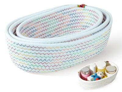 Image de Lot de 3 paniers de rangement en coton