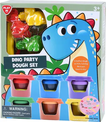 Immagine prodotto di Playgo Dino Party Set di plastilina - 6 vasetti di plastilina