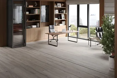 Produktbild von Falquon THE FLOOR SPC Wood P1002 Aspen Oak – Klick-Vinylboden in Holzoptik inkl. Trittschalldämmung, wasserresistent, 1 Packung = 6 Stück / 1,8 m²