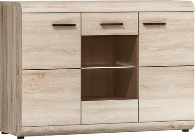 Image de Commode en verre LUVERNE - chêne Sonoma