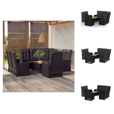 Produktbild von vidaXL 4-tlg. Garten-Lounge-Set mit Kissen Schwarz Poly Rattan -  Gartenmöbel-Sets