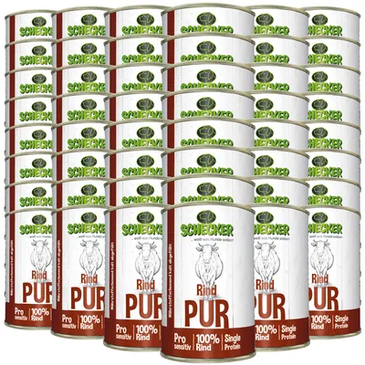 Produktbild von 48 x 410 g - Schecker Nassfutter - 100% Rind PUR - getreidefrei - echte, reine Qualitätsware!