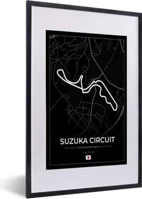 Produktbild von MuchoWow® Gerahmtes Poster F1 - Rennsport - Japan - Suzuka Circuit - Rennstrecke - Schwarz 40x60 cm - Poster mit Schwarzem Bilderrahmen Wandposter Rahmen Foto Bilder - Poster in Rahmen