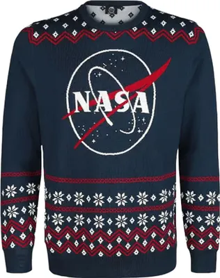 Produktbild von NASA - Sweatshirt für Herren, weihnachtliches Design CD1494 (S) (Marineblau/Rot/Weiß)