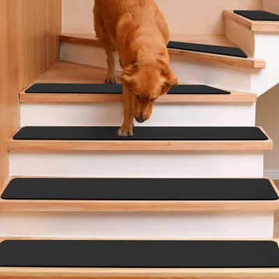 Antirutsch-Trapmatten, schwarz, 76x20 cm, 15 Stück, für Treppen innen
