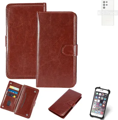 Produktbild von K-S-Trade 360° Hülle kompatibel mit Samsung Galaxy S23 Ultra braun Kunstleder Case BookCase WalletCase Kunstlederederhülle Handyhülle,
