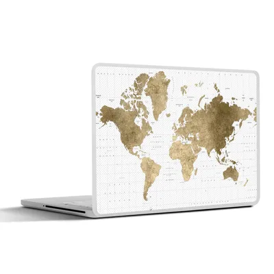 Produktbild von MuchoWow® Laptop Aufkleber Sticker Cover Weltkarte - Gold - Glitter 31x22.5 cm - Laptop-Deko