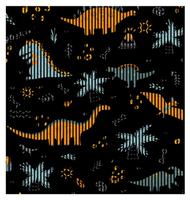 Produktbild von Akustikpaneele mit Digitaldruck Dinos02 19 x 2253 x 2400 mm Dinosaurier MDF PET-Fasern Wandpaneele Schwarz Orange 4 Einzelplatten