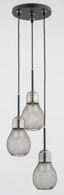 Immagine prodotto di Lampada a sospensione con paralumi a rete TRIO nera 3xE27x10W in metallo, dimensioni: 90x25x25 cm, IP20 Alfa