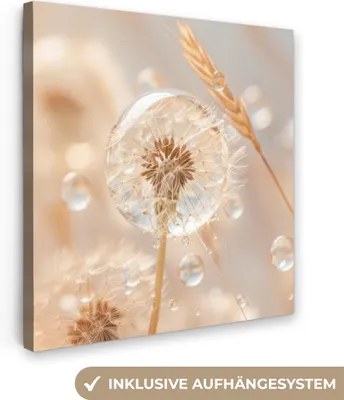 Produktbild von MuchoWow® - Leinwandbilder - Löwenzahn - Wasser - Natur - Stillleben - Modern, Wandbild, Wanddeko Bilder Wohnzimmer, 20x20 cm