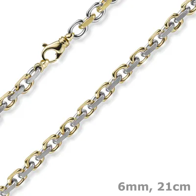 6mm-Ankerkette-585-Gelbgold-Weißgold-bicolor-21cm
