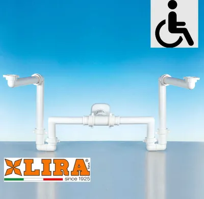 Obrázek produktu pro SPAZIO BAGNO sifon pro dvojité umyvadlo, bílý