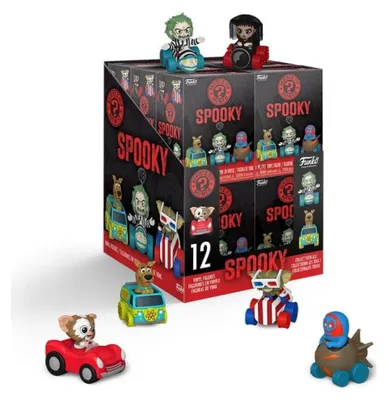 Imagen del producto de Warner Bros. Mystery Minis, figuras coleccionables, temática "Spooky Rides", tamaño 5 cm, set de exhibición (12 unidades)