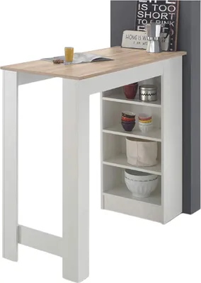 Produktbild von Bartisch MOJITO in weiß / Eiche Sonoma mit Regal 115 cm breit