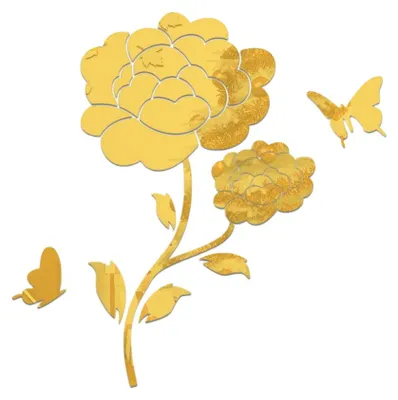 Produktbild von 3D-Kristallwandaufkleber, DIY-Spiegelaufkleber, Blumen, abnehmbar, Gold