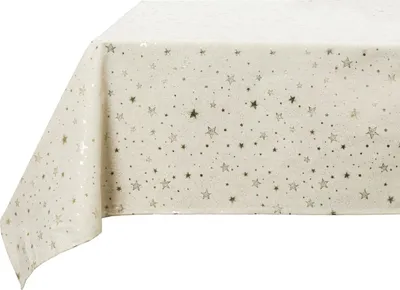 Produktbild von Elegante Tischdecke taubenweiß, mit glitzernden Sternen, 250 x 140 cm