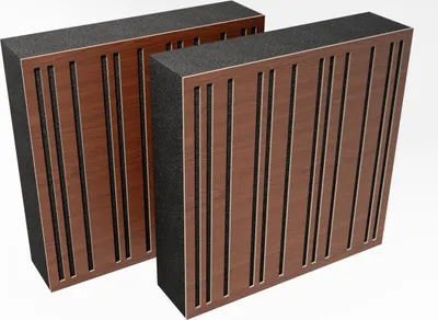 Immagine prodotto di confezione da 2 pezzi - Pannello acustico fonoassorbente diffuso AbFuser | 50 x 50 cm | colore: (noce, ABAFA (150 mm))