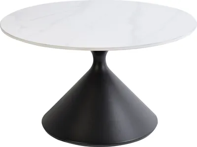 Produktbild von BELIANI Couchtisch Weiß / Schwarz Sinterstein ø 72 cm Rund Modernes Design Metallgestell Wohnzimmer Kaffeetisch