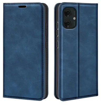 Produktbild von MobyDefend Hülle für Motorola Moto G55 - Premium Klapphülle mit Kartenfächern und Standfunktion – Magnetverschluss - Blau
