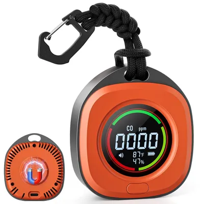 Produktbild von Tragbare Kohlenmonoxidmelder für unterwegs, quadratischer 3-in-1-Kohlenmonoxidmonitor mit 43 Erkennungslöchern, Wohnmobil-CO-Melder-Alarm
