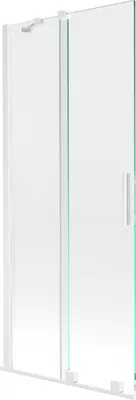 Produktbild von Mexen Velar 2-Flügel-Badewannenwand Regulierbare 80 x 150 cm, transparent, Weiß - 896-080-000-01-20