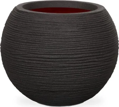 Obrázok produktu pre Kruhový kvetináč CAPI EUROPE Nature Rib, 40x32 cm, čierny, 28 l, recyklovaný plast