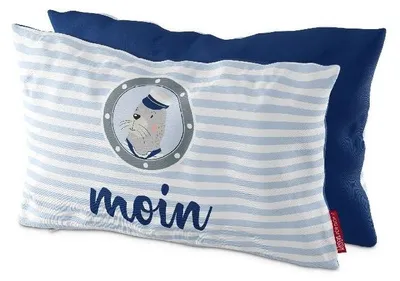 Produktbild von Kissen MOIN mit Robbe 25x40cm Maritim Bezug 100 % Baumwolle LaVida