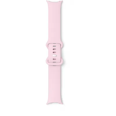 A pink smartwatch band is shown against a white background.