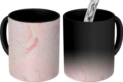 Produktbild von MuchoWow® Zauber Tasse Zaubertasse Magic Marmor - Rosa - Glitter - Gold - Muster 350 ml Farbwechsel Becher Geschenk Geschenkidee - Magic-Tasse - Fototasse - Keramiktassen - Bilder - Tasse Kaffee - Get