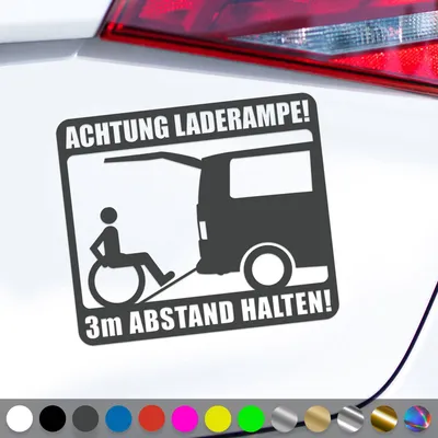 Produktbild von PantherPixel Rollstuhl Aufkleber Behindert 3m Rampe Rollstuhlfahrer Sticker Auto Geschenkidee Farbe Dunkelgrau