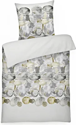 Produktbild von Mako Satin Bettwäsche 135x200 Bettbezug Steine Grau Bettwäsche 135 x 200 aus 100% Baumwolle