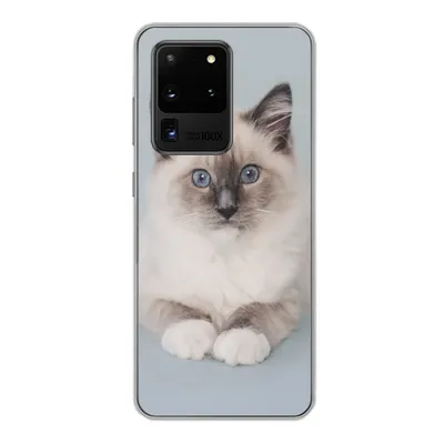 Produktbild von MuchoWow® Handyhülle Schutzhülle Hülle für Samsung Galaxy S20 Ultra Katze - Ragdoll Katze - Blau - Mädchen - Kinder - Jungen - Kind Silikon Softcase Handy Hülle - Karteninhaber